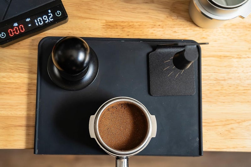 MiiCoffee Espresso Tamper Mat, Black Silicone Food Grade Pad 8 X 6 Inch Coffee Tamping Mat, Coffee Tamp Station, Espresso Accessory, Waterproof and Heat Resistant (Black) - Image 2